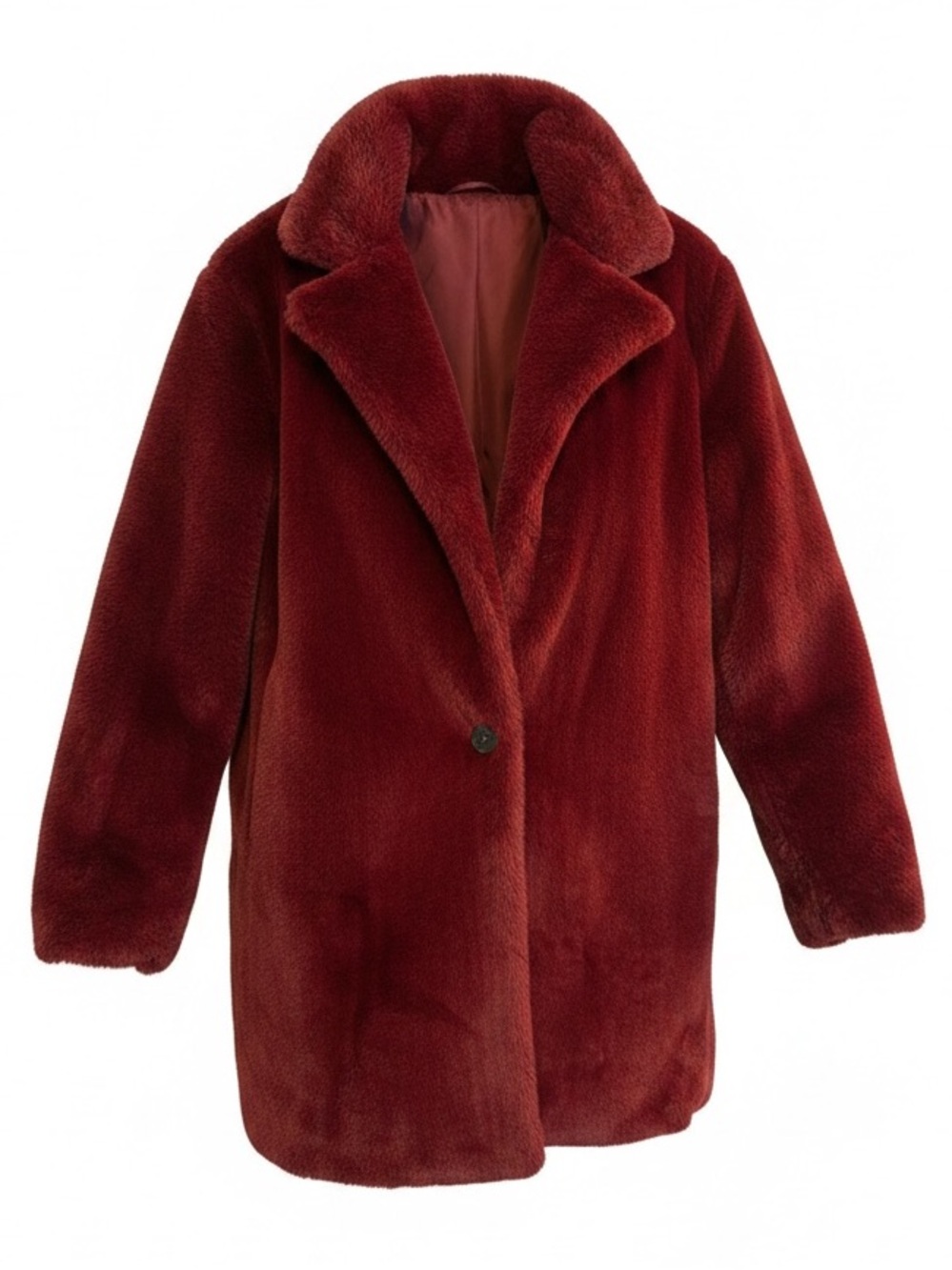 Philosophy Republic Clothing Burgundy Faux Fur Teddy Bear Coat Sz M Plush